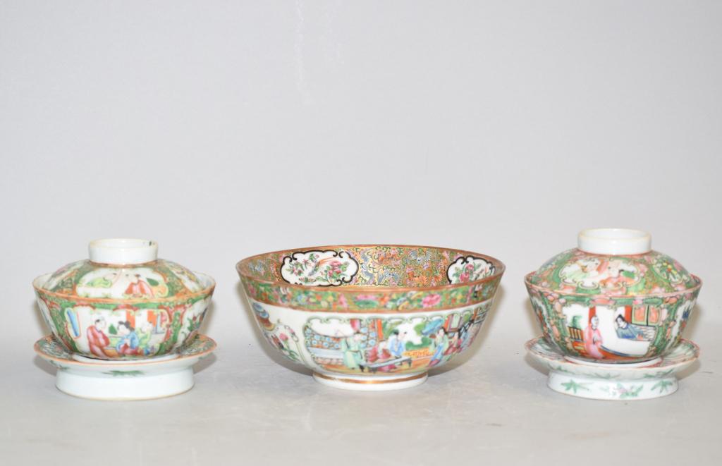Three 19th C. Chinese Famille Rose Medallion Bowls (1 of 8)