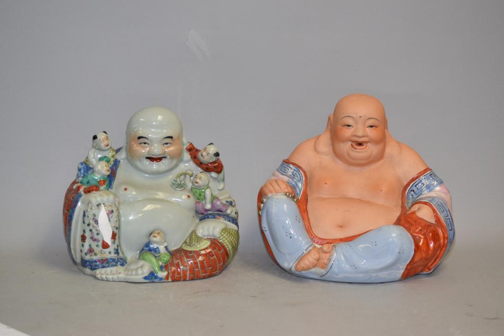 Two 19-20th C. Chinese Porcelain Famille Rose Buddha (1 of 5)