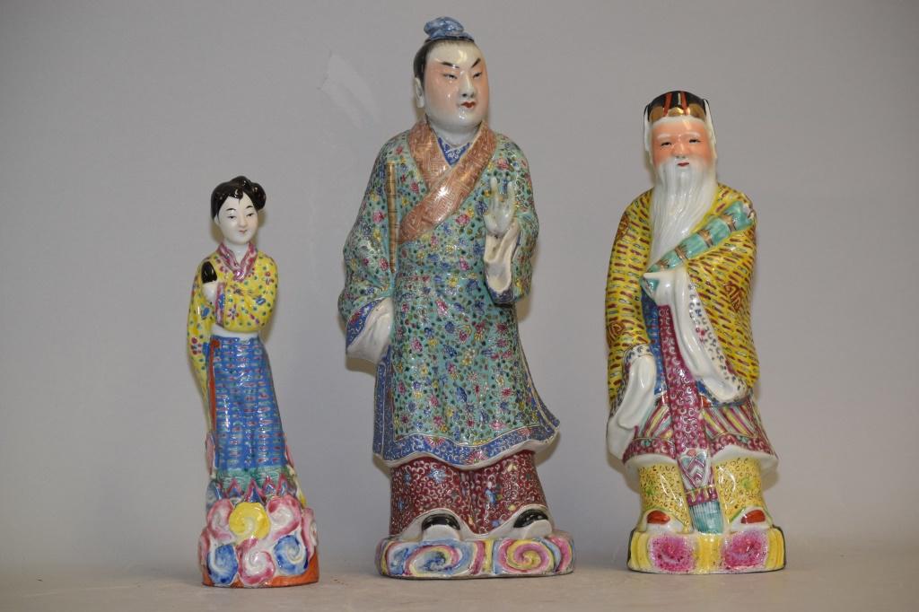 Three 19-20th C. Chinese Porcelain Famille Rose Figures (1 of 5)