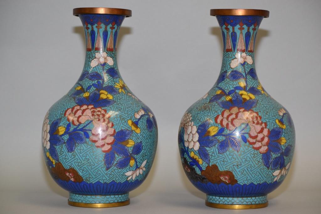 Pr. of 19-20th C. Chinese Cloisonne Vases (1 of 5)