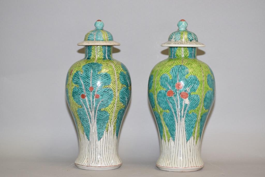 Pr. of 19-20th C. Chinese Porcelain Cabbage Jars (1 of 3)