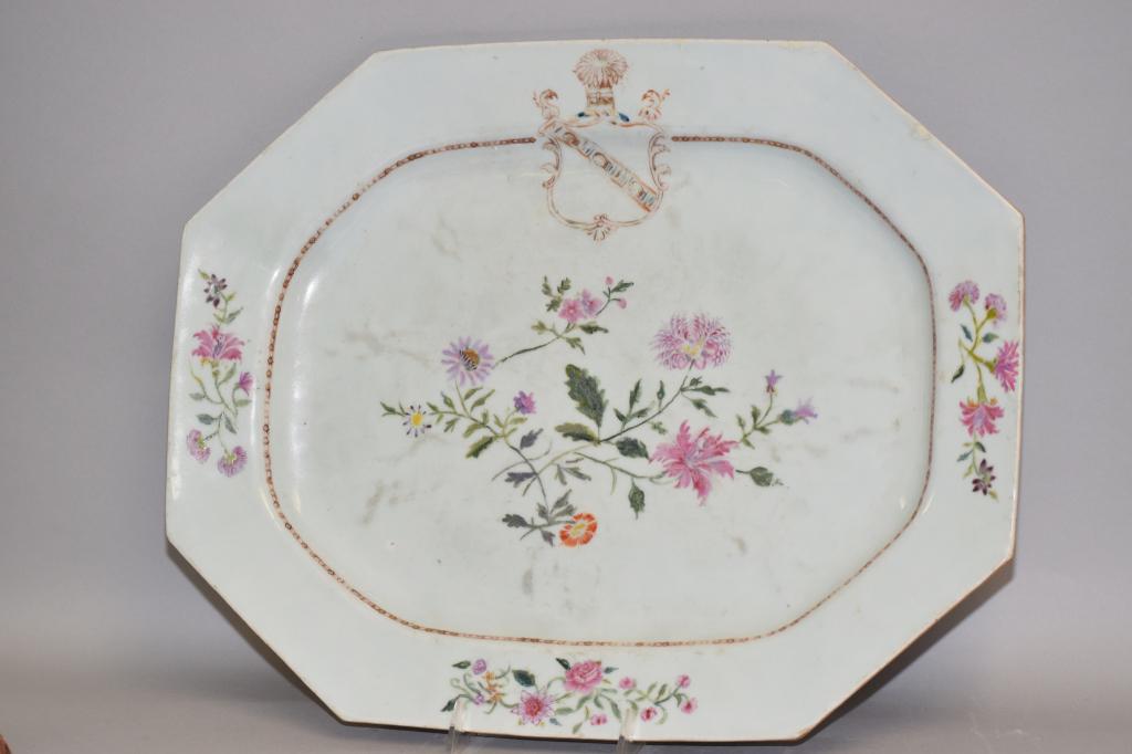 Large 18th C. Chinese Export Porcelain Armorial Plate (1 of 6)
