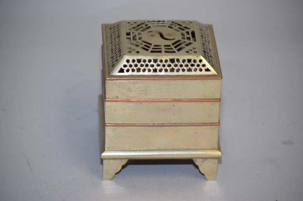 19-20th C. Chinese White Copper Incense Burner (1 of 2)