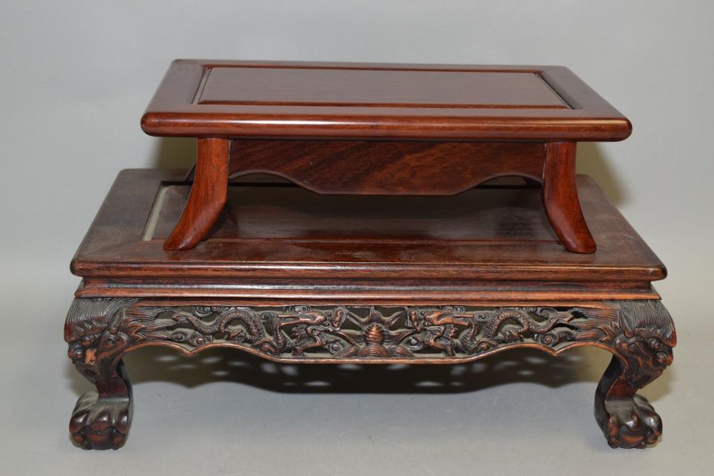 Two 19-20th C. Chinese Hongmu Carved Altar Stands (1 of 7)