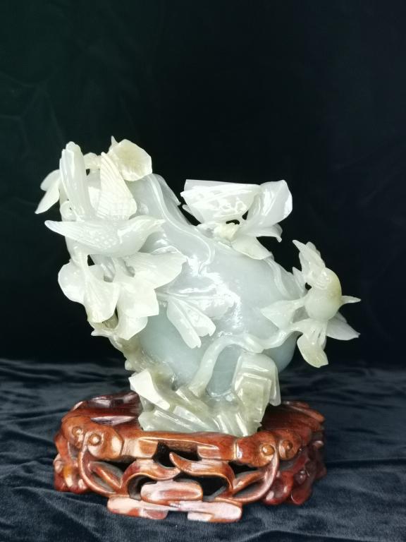 Chinese Greenish White Jade Carved Vase (1 of 3)