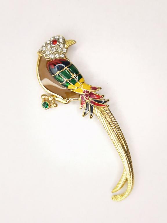 PD Costume Enameled Rhinestone Bird Brooch (1 of 2)
