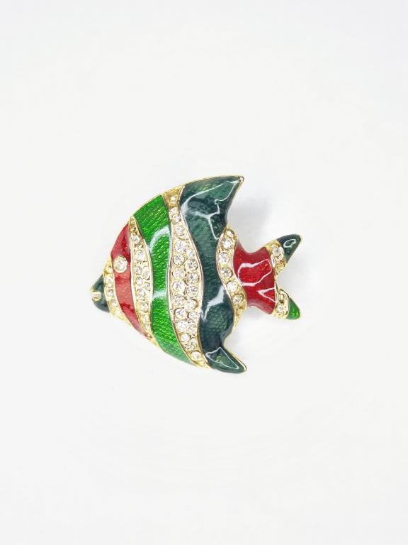 Costume Enameled Rhinestone Fish Brooch (1 of 2)
