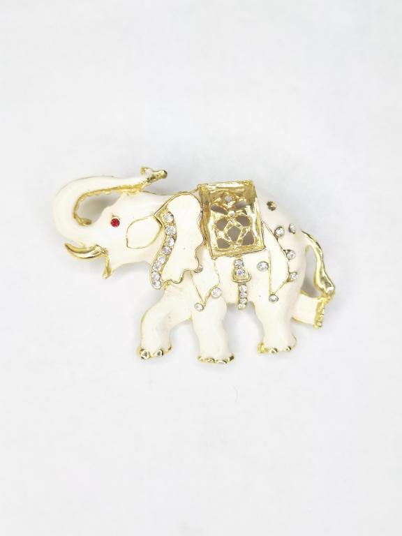 Costume Enameled Rhinestone Elephant Brooch (1 of 2)