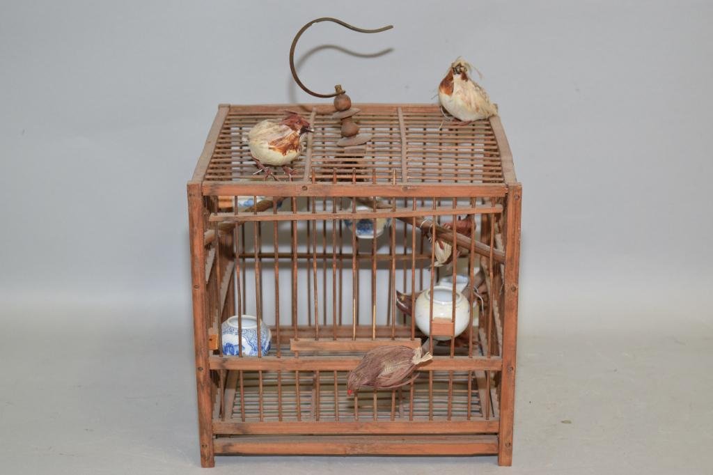 Chinese Bamboo Carved Bird Cage (1 of 6)