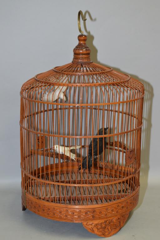 Chinese Bamboo Carved Bird Cage (1 of 5)