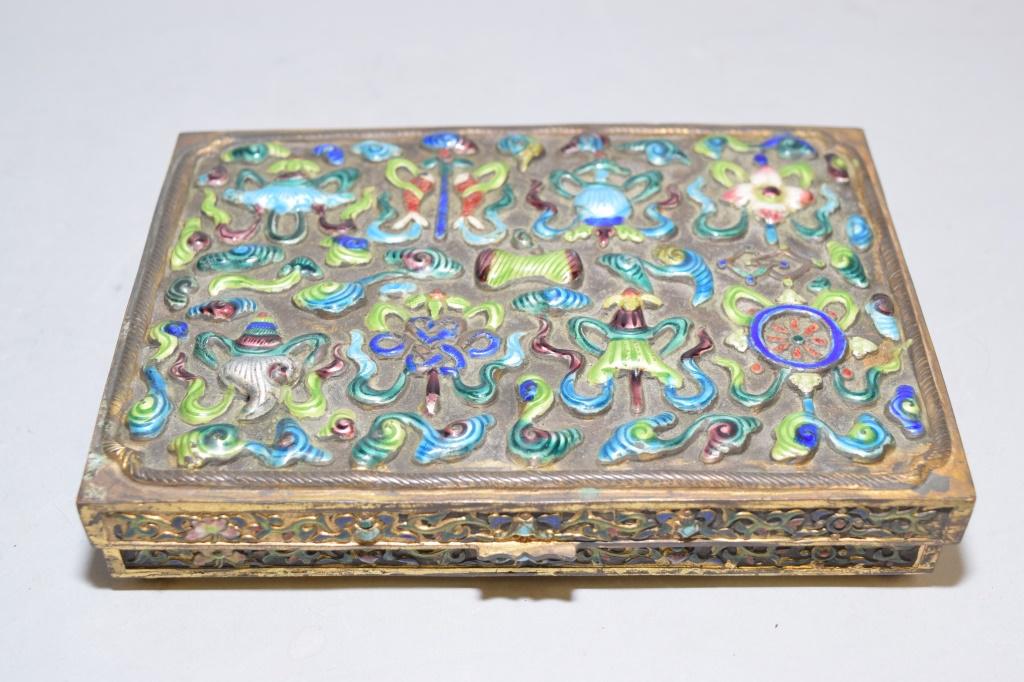 19-20th C. Chinese Enamel over Silver Jewelry Box (1 of 4)
