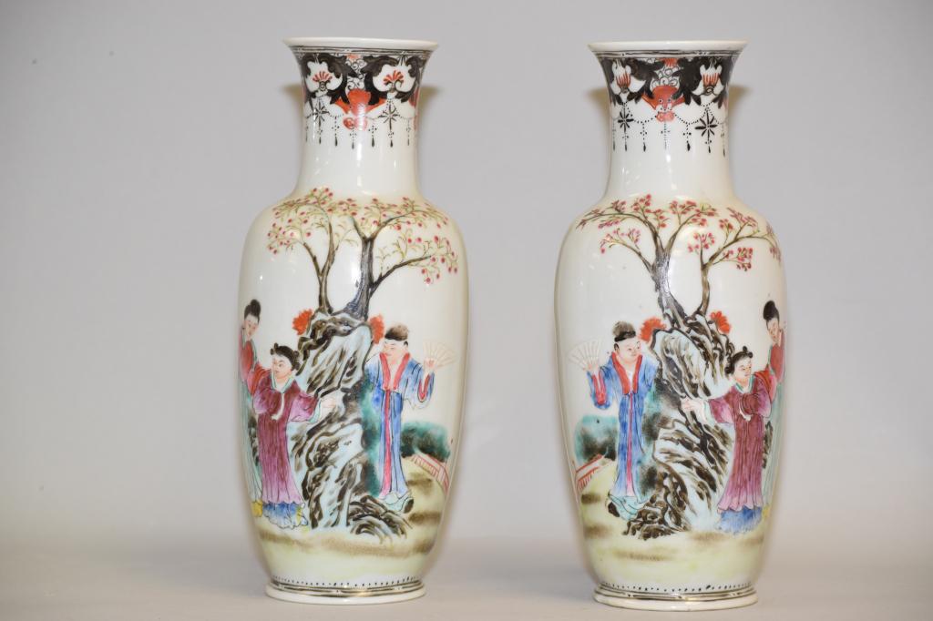 Pr. of 19-20th C. Chinese Porcelain Egg Shell Vases (1 of 5)