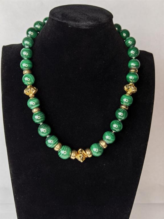 Natural Malachite Bead Necklace (1 of 1)