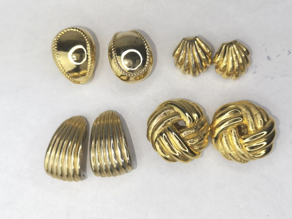 Group of Gold Tone Gold Tone Ear Clips: Monet, AFJ: Group of Gold Tone Gold Tone Ear Clips: including Monet, AFJ