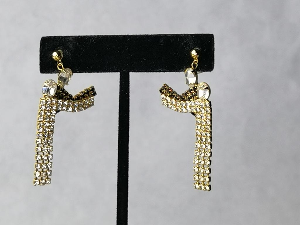 Vintage Costume Gold Tone Rhinestone Stud Earrings (1 of 1)