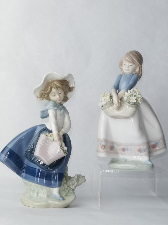 Lladro #5222 "Pretty Pickings" and #5467 "May Flow (1 of 3)