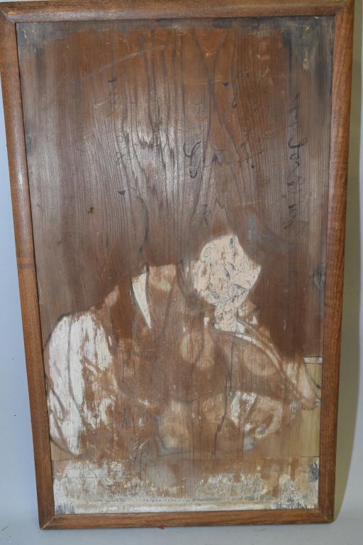 19th C. Japanese Painted Maple Figure Panel (1 of 4)