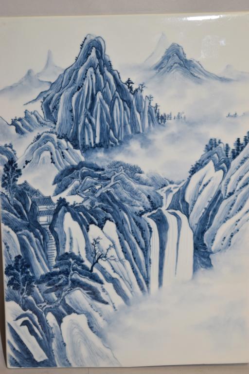 Chinese Porcelain B&W Landscape Plaque (1 of 3)