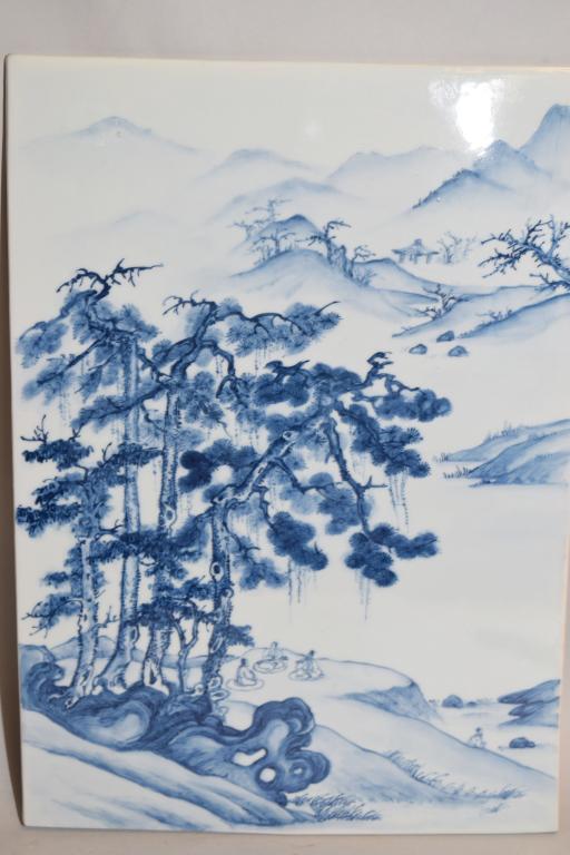 Chinese Porcelain B&W Landscape Plaque (1 of 4)
