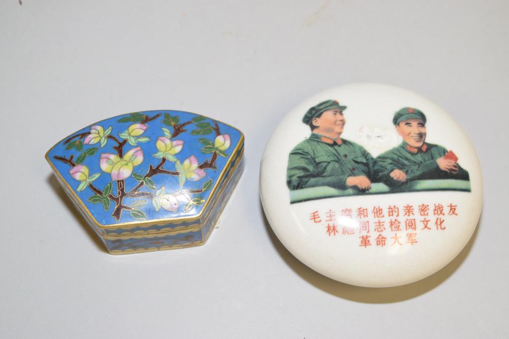 Chinese Cloisonne and Porcelain Seal ink Boxes (1 of 5)