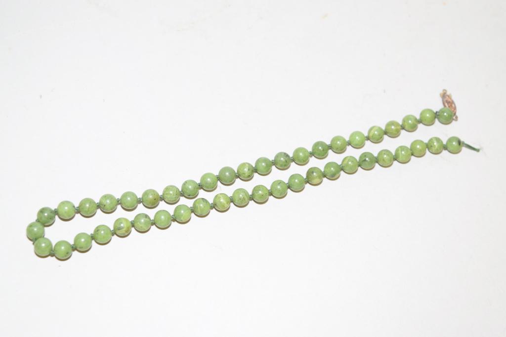 Chinese Jade Carved Bead Necklace (1 of 2)