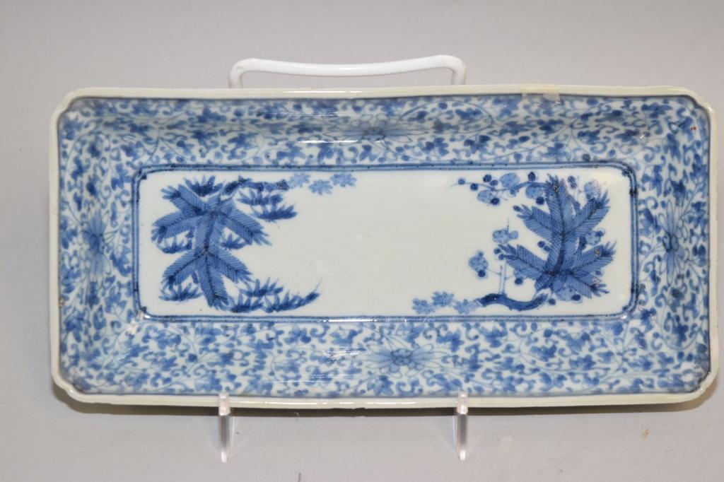 19th C. Japanese Porcelain B&W Rectangle Plate (1 of 4)