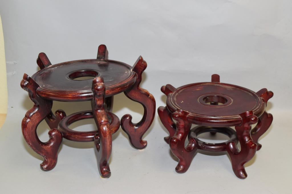 Two Chinese Hongmu Carved Jardiniere Stands (1 of 2)