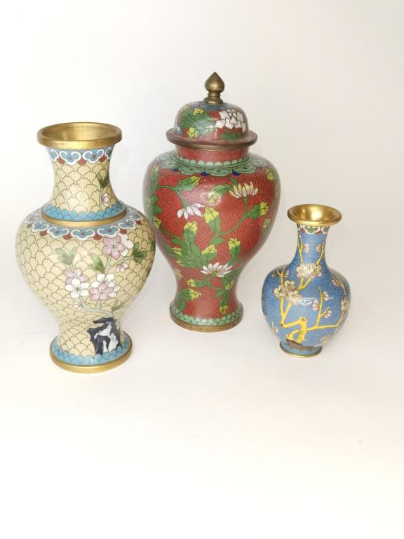 Three Chinese Cloisonne Vases (1 of 1)
