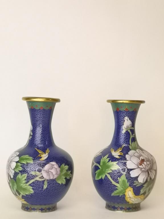 Pr. of Chinese Cloisonne Vases (1 of 3)