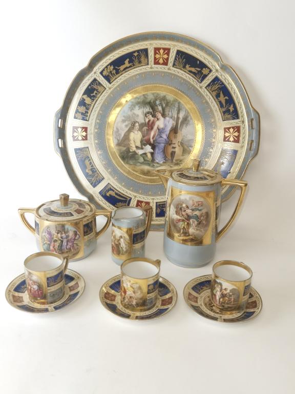 Royal Vienna Style Handpainted Porcelain Tea Set (1 of 8)