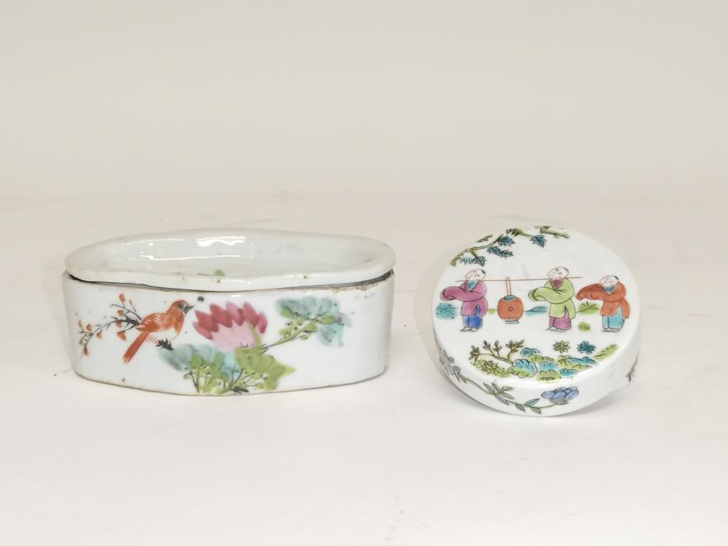 Two 19th C. Chinese Porcelain Famille Verte Boxes (1 of 3)