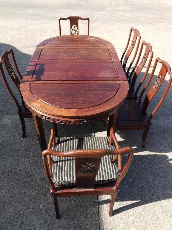 Chinese Rosewood Dinning Table Set w/ Eight Chairs (1 of 4)