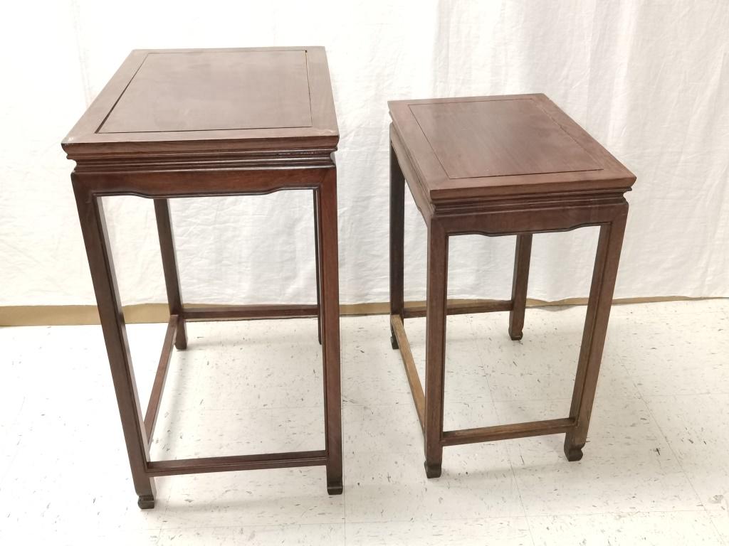 Two Chinese Roseweood Nesting Tables: Two Chinese Roseweood Nesting Tables, 26in