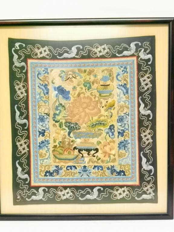 Qing Chinese DaZi Style Embroidery in Frame (1 of 4)