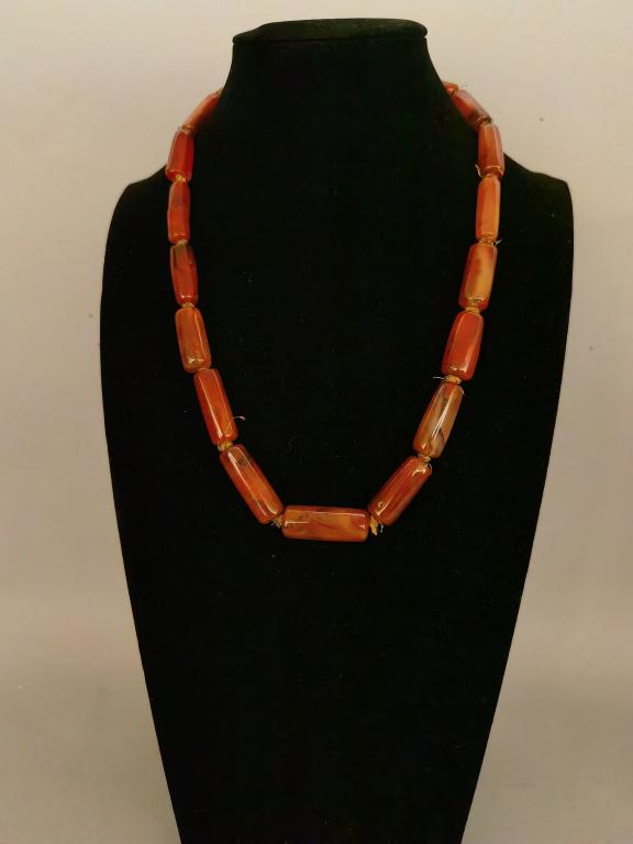 Natural Red Agate Bead Necklace (1 of 2)