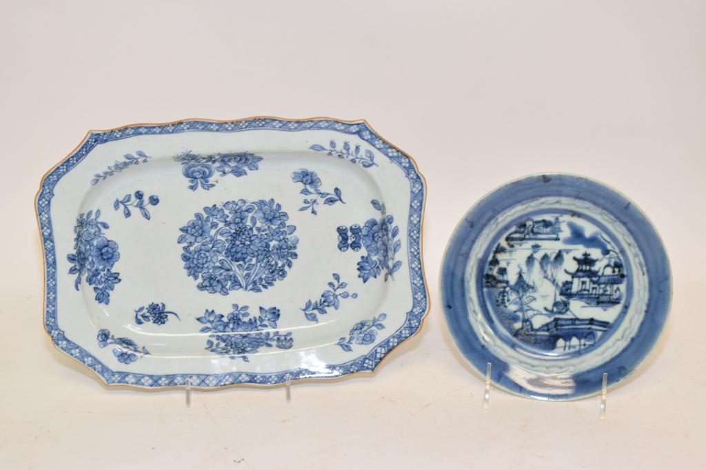 Two 18-19th C. Chinese Export Porcelain B&W Plates (1 of 5)