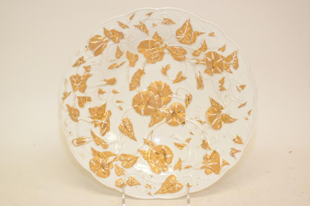 Large 19th C. Meissen Germany Gilt Morning Glory Plate (1 of 4)