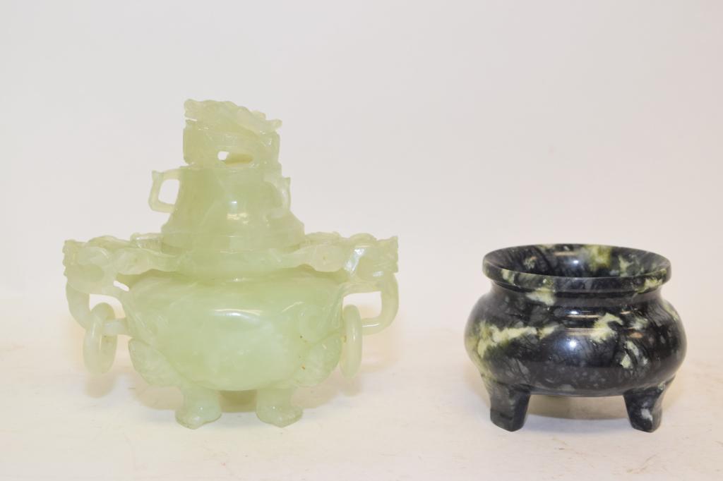 Two Chinese Jade Carved Incense Burner (1 of 5)