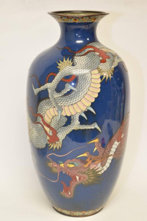Large 19th C. Japanese Cloisonne Dragon Vase (1 of 8)