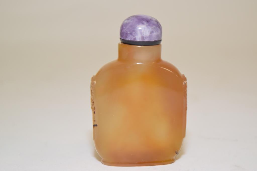 19-20th C. Chinese Agate Carved Snuff Bottle (1 of 4)