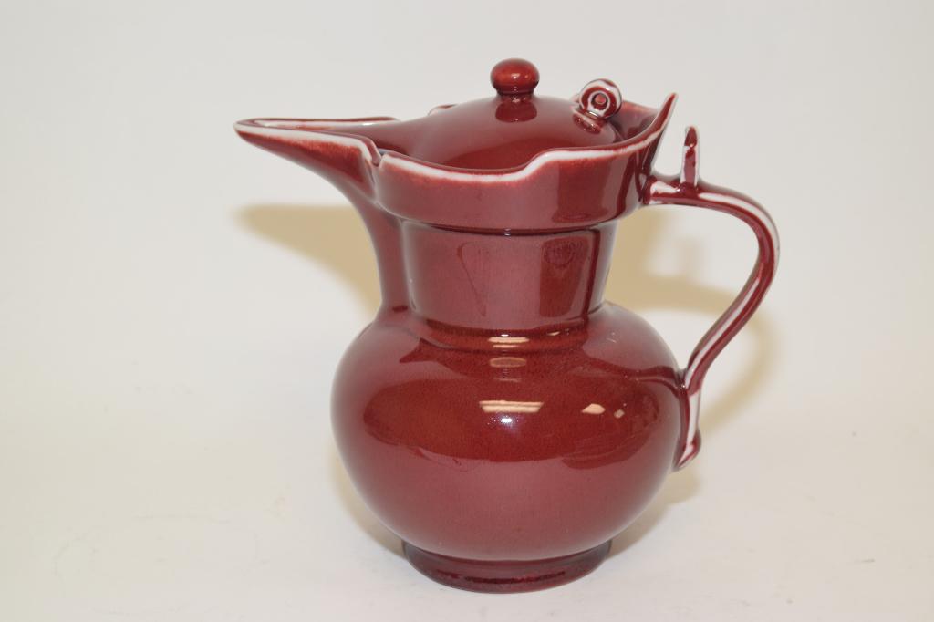 Chinese Porcelain Red Glaze Monk's Hat Water Pot (1 of 5)