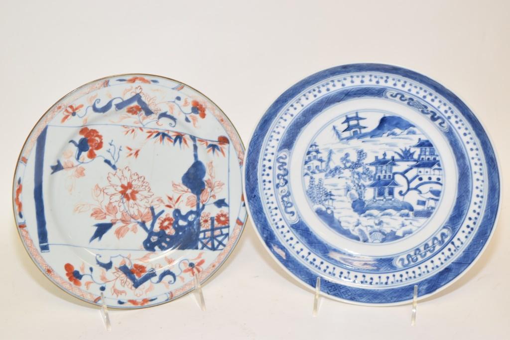 Two 19th C. Chinese Export Porcelain B&W Plates (1 of 5)