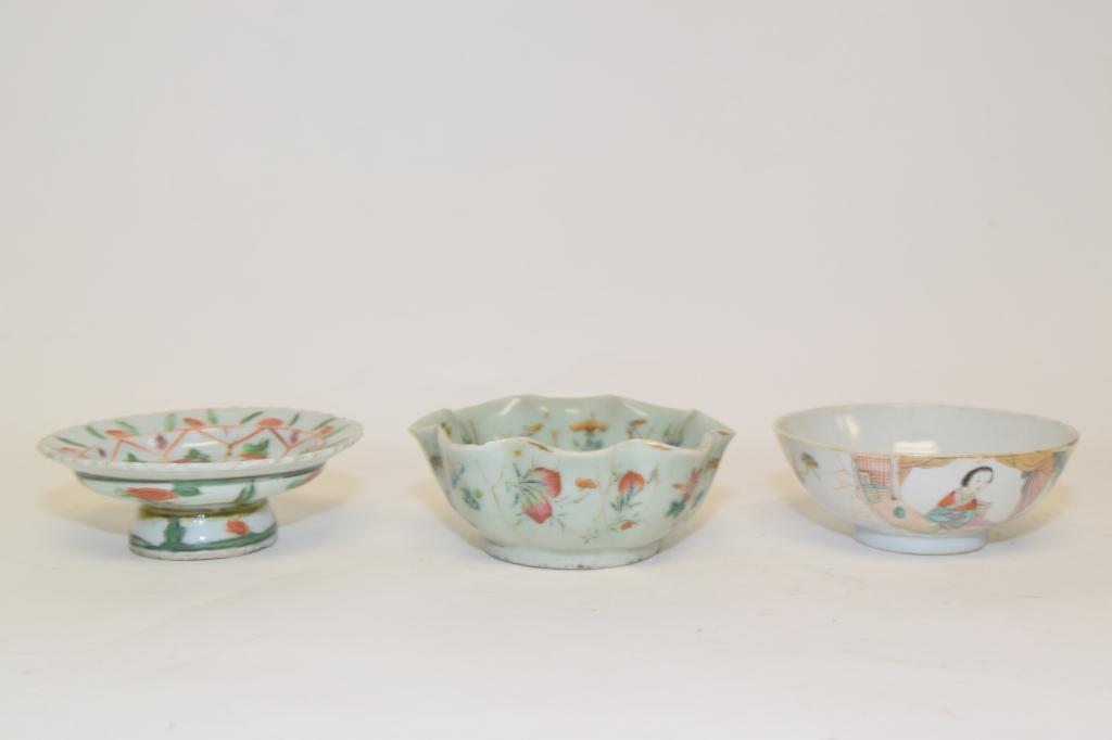 Three 19th C. Chinese Porcelain Famille Rose Bowls (1 of 6)