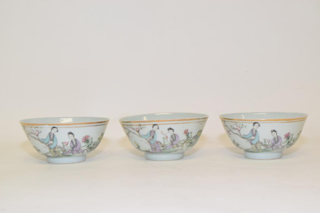Three 19th C. Chinese Porcelain Famille Rose Cups (1 of 5)