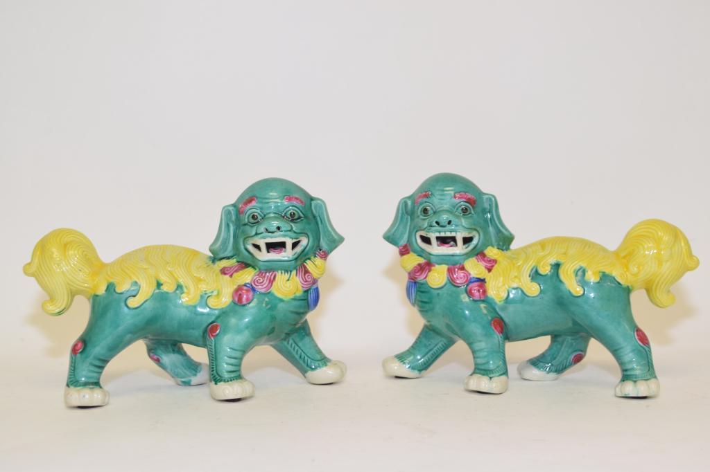 Pr. of 19-20th C. Chinese Porcelain Sancai Lions (1 of 5)