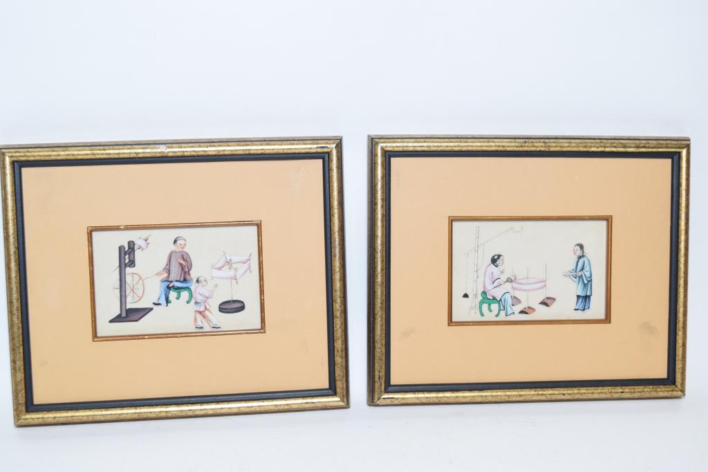 Two 19th C. Chinese Export Watercolor Paintings on Rice Paper (1 of 3)