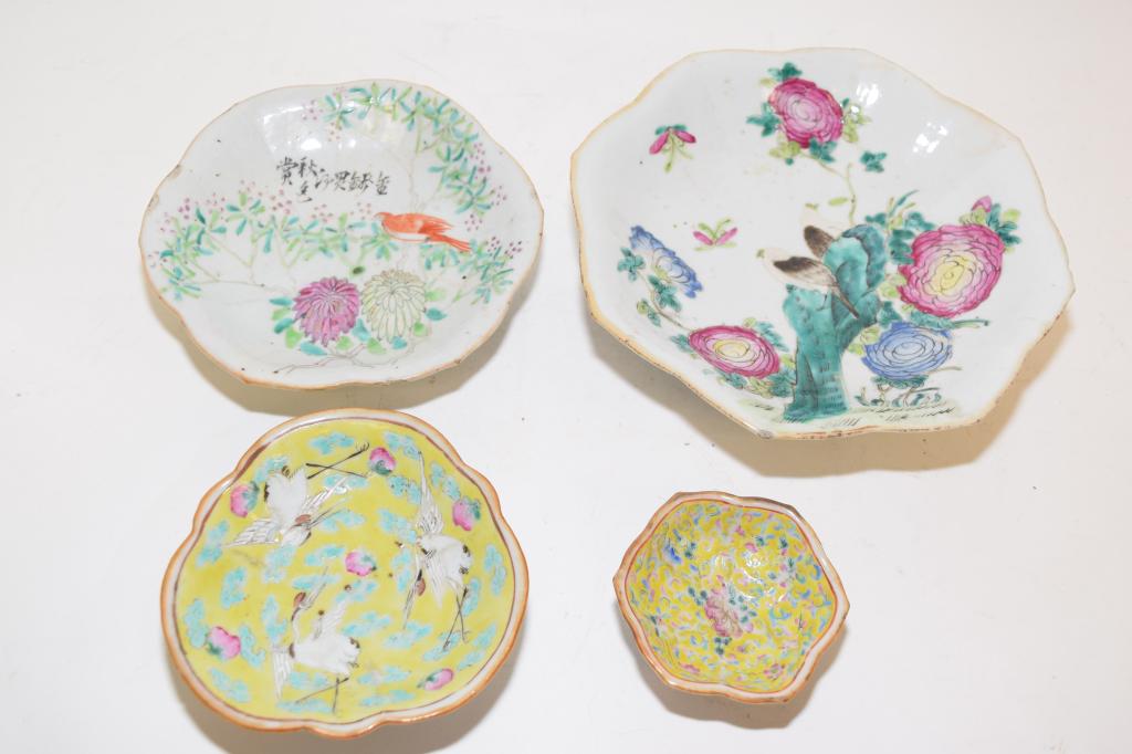 Four 19th C. Chinese Porcelain Famille Rose Plates (1 of 6)