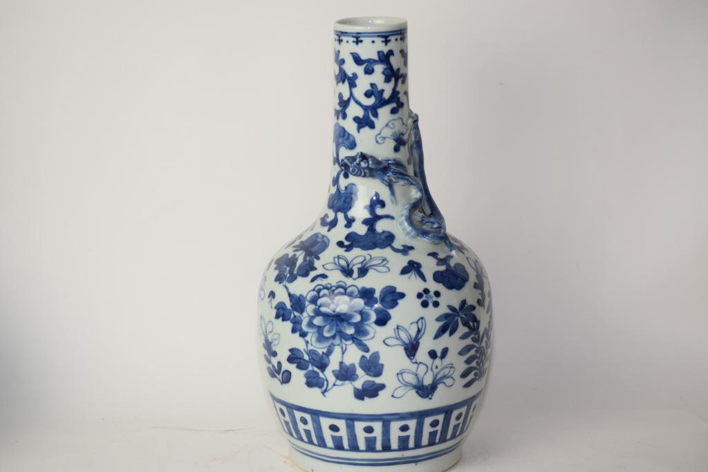 19th C. Chinese Porcelain B&W Floral Vase (1 of 6)
