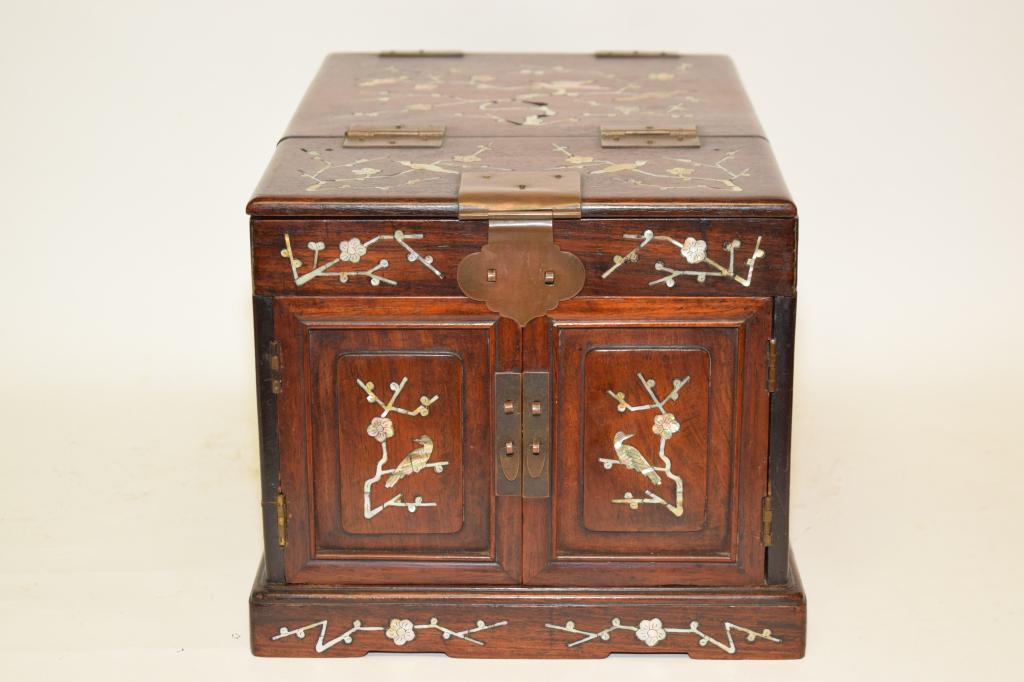Qing Chinese Mother-of-Pearl Inlay Hongmu Vanity Box (1 of 4)