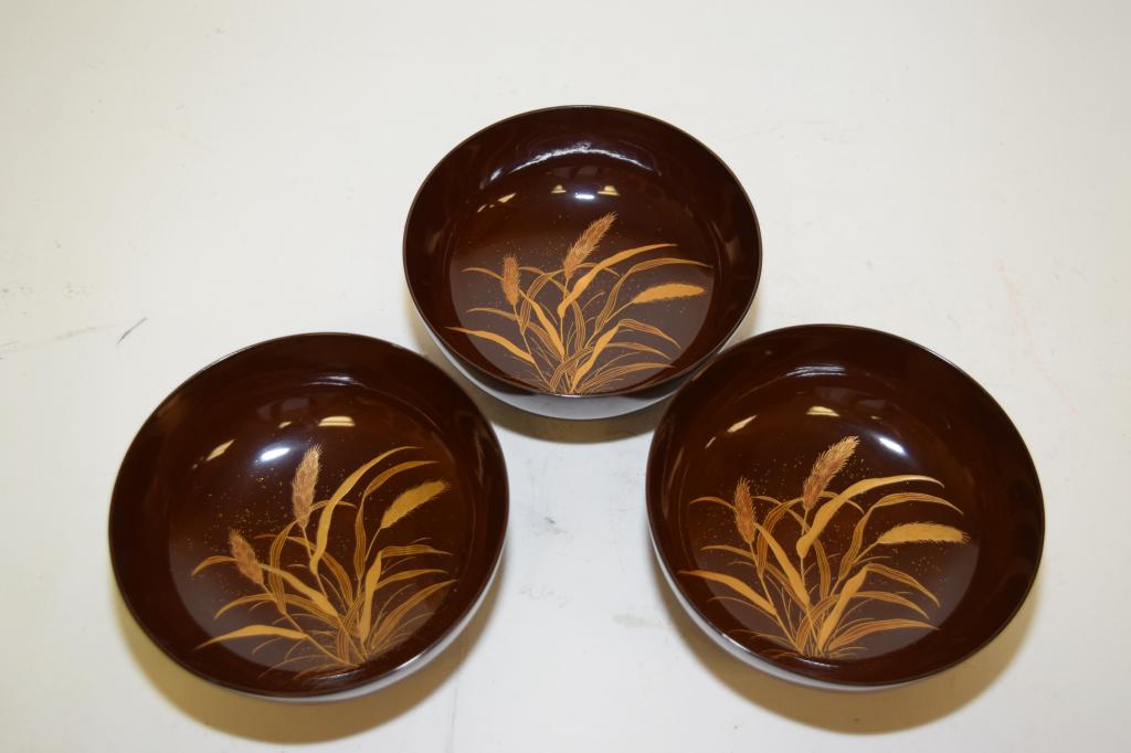 Three Japanese Lacquer Maki-e Dishes (1 of 3)